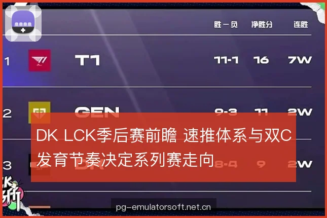DK LCK季后赛前瞻 速推体系与双C发育节奏决定系列赛走向 DK LCK季后赛前瞻 速推体系与双C发育节奏决定系列赛走向